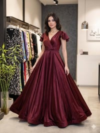 فستان حرير • ماروني غامق • مقاس ٤٢/٤٤/٤٦