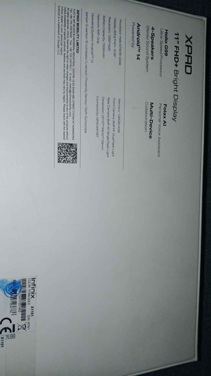 سلام عليكم 
تاب انفنكس مثل ما موضح بالصوره الجهاز بس مفتوح من الكارتون ملحقاته فقط لاصق شاشة وكفر والكارتون بدون شاحنه 

الناصرية مركز 
*********** ناصرية, ذي قار
