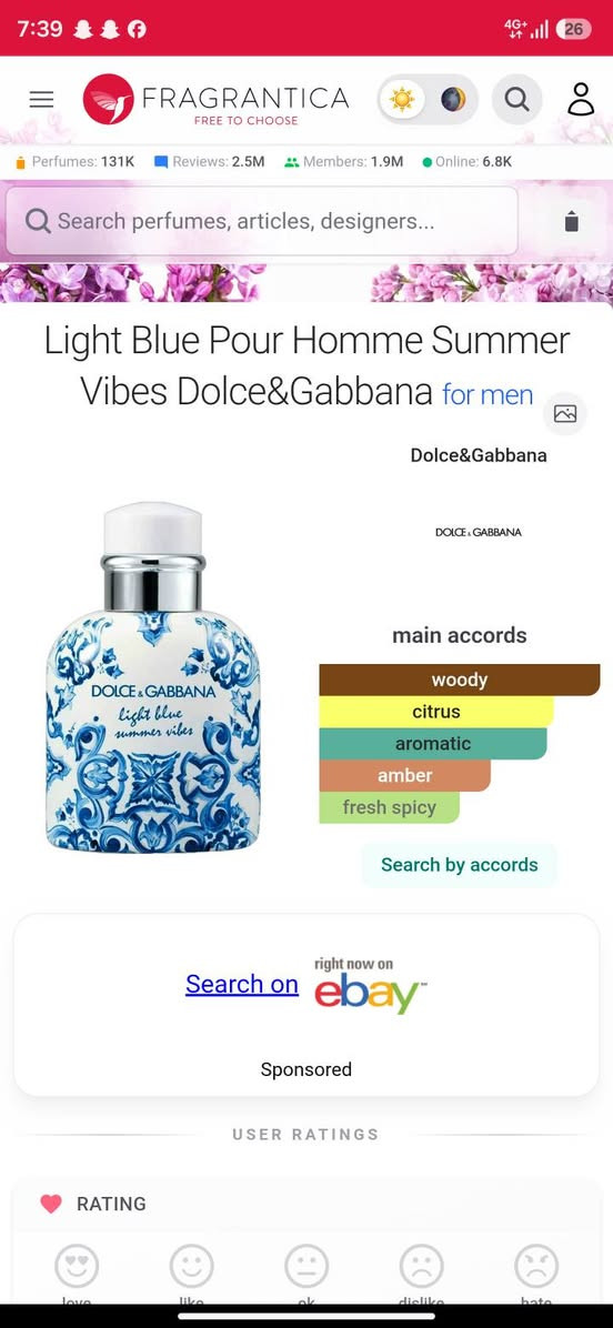 سلام علیکم
DOLCE & GABBANA LIGHT BLUE SUMMER VIBES EDT 125ML

تیستر

سعر القطعە : ٥٧$ سعر قفل ✅️🔓


**إذا كنت صاحب هذا الإعلان وتريد حذفه لأي سبب، رجاءا أرسل رسالة إلى الدعم الفني**