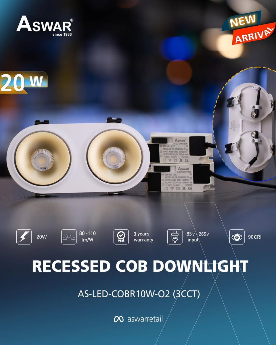 سر جمال ديكور بيتك.. يبدأ من الإضاءة الصح! ✨
وفرنالك إضاءة Recessed COB Downlight الراقية، بمواصفات تريّح بالك وتطول عندك، الّي تتميز بـ:
🔹نوع الـ LED المستخدم عالي الجودة.
🔹يعمل بنظام 3CCT يعني تختار لون الاضاءة الّي تريدة (ابيض، شمسي، اوف وايت).
🔹قابلية تشتيت عالية للحرارة.
🔹معامل التجسيد اللوني 90CRI.
🔹المحولة بجودة جدًا عالية وتعمل ضمن رينج فولتية (85v-265v) أي تعمل مع جميع التغيرات الحاصلة بالفولتية.
🔹ضمان إستبدال حقيقي لمدة 3 سنوات من تاريخ الشراء.

بيتك يستاهل هذا الدلال! احجز كميتك هسه وغير جو بيتك بضغطة زر. ⏳
نحيطكم علمًا بوجود أسعار خاصة للموزعين وأصحاب المحلات التجارية.

📥 للحجز والاستفسار راسلنا على الخاص أو اتصل على: ***********
