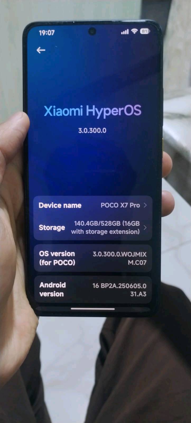 Poco x7 pro
تخزين : 512 جيجا
رام 12
شاشة : AMOLED 120hz
المحتويات : شاحنة أصلية مع كرتونة و كفر أصلي مع ضمان 18 أشهر
بطارية : 99

الجهاز راقي وعظيم ما يحتاج اتكلم عنه، سعره 400الف قفل رجاء بدون تعامل مع السعر.