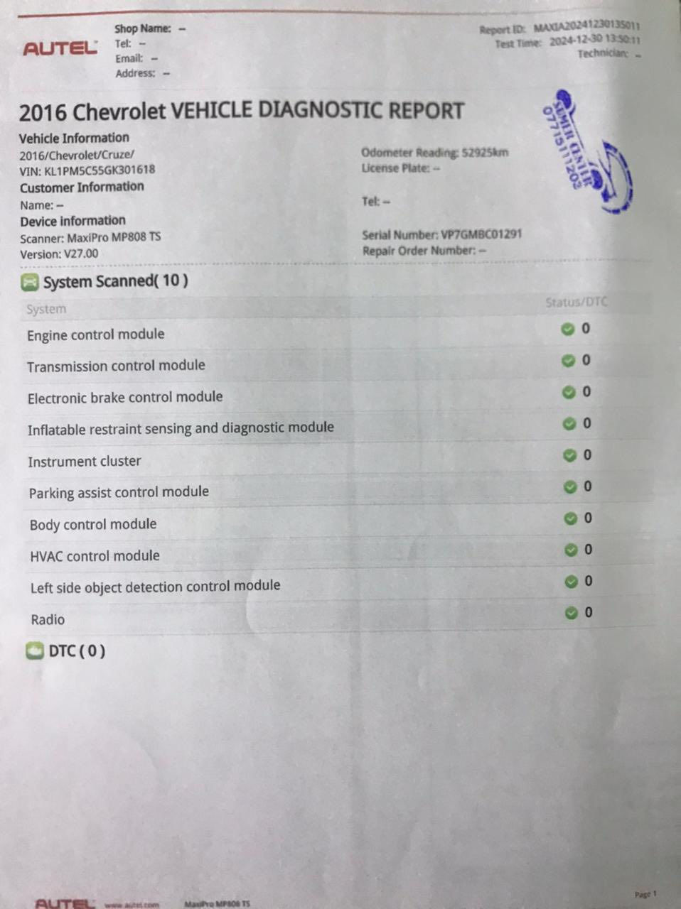 السلام عليكم
شوفرليت كروز 2016 سيارة نص فول ونظيفة مكانها بغداد رايدها ب 100$ وبيها مجال بسيط تكدر اتشوف الصور وتحكم عليها 

للتواصل :***********
