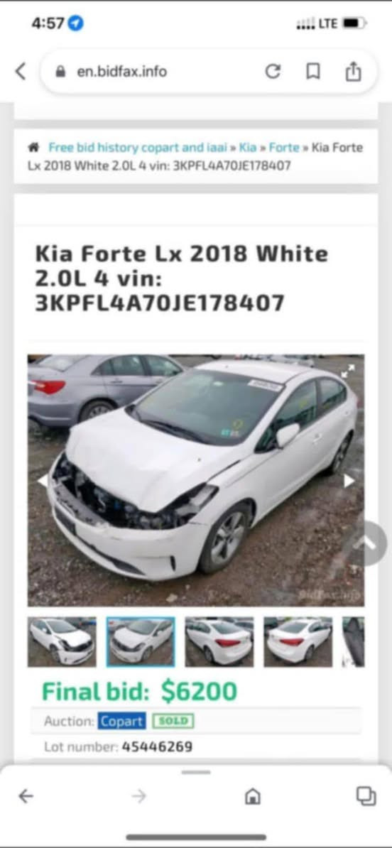 السلام عليكم سياره فورتي موديل ١٨  
وارد امريكي 
حادثها فقط خشم وبنيد وتبديل جاملغ بالعراق اصلي بلادي رقم اربيل 
نص فول تحكم جهتين وكامره وشاشه نظام ايكو وسبورت كير ايتي بلادي منظومة زنون تخم تاير جديد حداديه جديده 
للتواصل ***********
