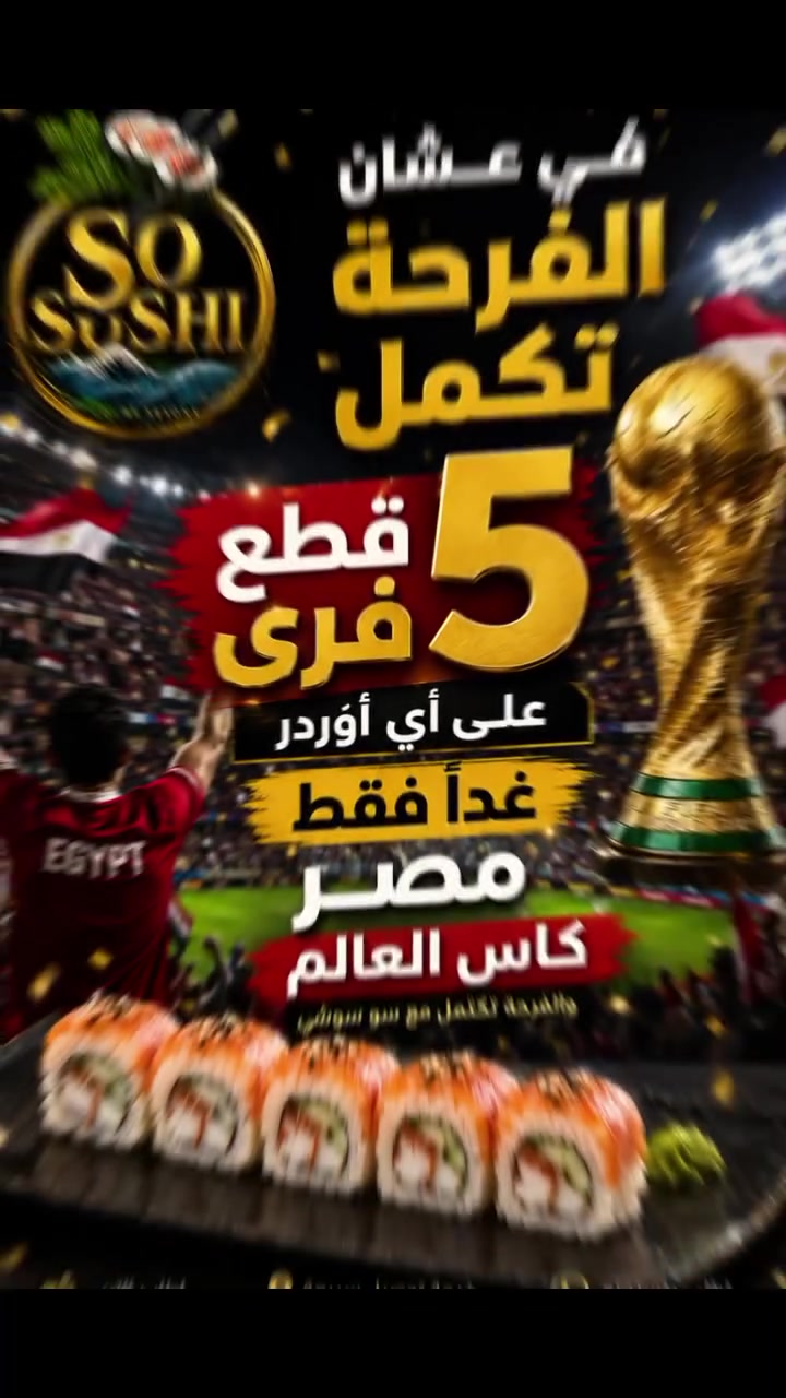 SO sushi 🍣🍣🍣🍣 
عشان فرحتنا تكمل اتفرح واستمتع 🍣ب سوشى من سوشى 5قطع فرى على اى اوردر غدا فقط🔥🔥🔥 الكل فرحان وسوسوشى معاك فى كل فرحة🥳🥳🥳🥳🦞🧨🧨🧨
01222959649📞📞📞📞📞


**إذا كنت صاحب هذا الإعلان وتريد حذفه لأي سبب، رجاءا أرسل رسالة إلى الدعم الفني**