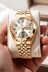 🔸 النوع: ساعة رجالية كلاسيكية 🔸 اللون: ذهبي كامل (الهيكل + السوار) 🔸 ا...