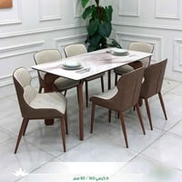 طاولة مرمر • ٦/٤ كراسي • جلد كوالتي