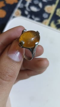 خاتم فضة 925 • حجر كهرب بني • قياس 22