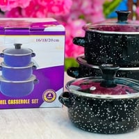 طقم قدور • ٢٠/١٨/١٦ سم • اسود مطلي بالمينا