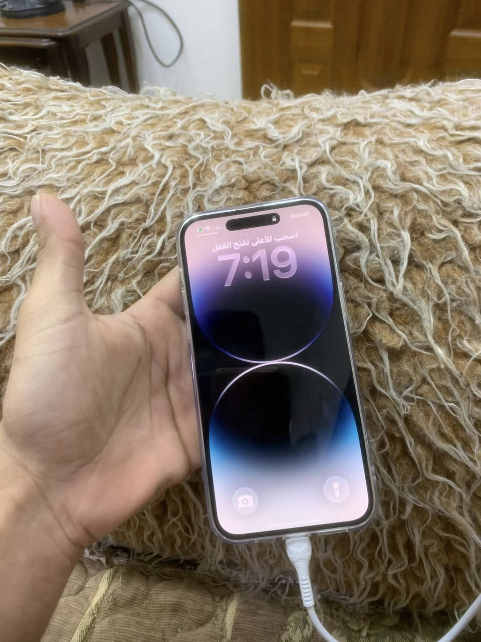 السلام عليكم ايفون 14 برو ماكس 

لون بنفسجي 

ذاكره 256 

بطاريه 100

بي فطر كلش ناعم بطرف الظهر كلش ناعمه

جهاز وتر ما مفتوح 

دبل شريحه يعني خطين شرق اوسط 

*********** 

بلديات الضباط 

825 وبي مجال

