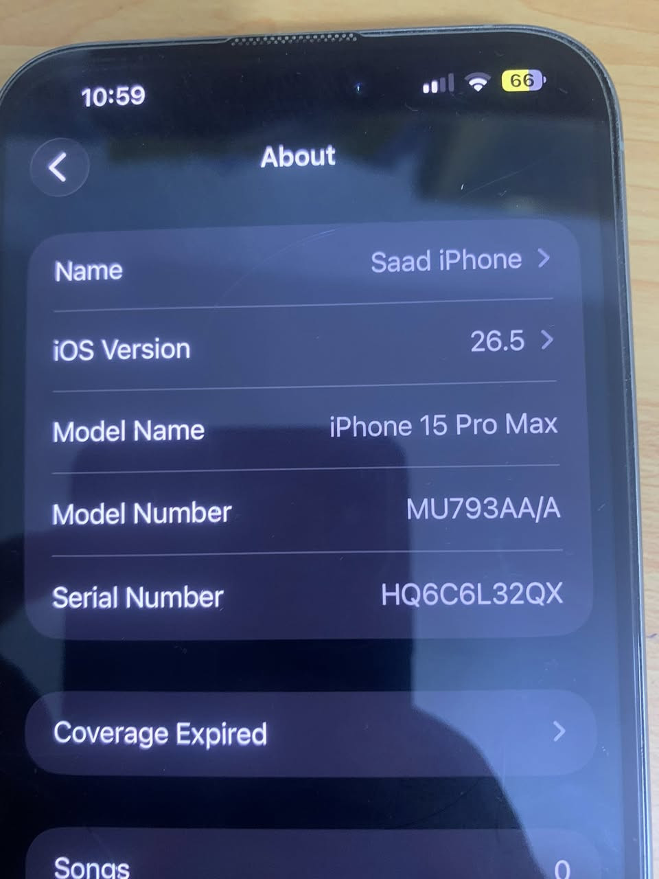السلام عليكم
ايفون 15 pro max للبيع. 
مواصفات كلها بصورة مبينة بطارية ٨١٪؜ 
جهاز اخذتها بسنتها طلب مسبق وبي ضمان بس خلصان
كسر في ظهر الشاشة الكلاس فقط تتبدل ب٥٠ اعتقد 
المهتم يتفضل خاص. 
او على واتس اب ***********
