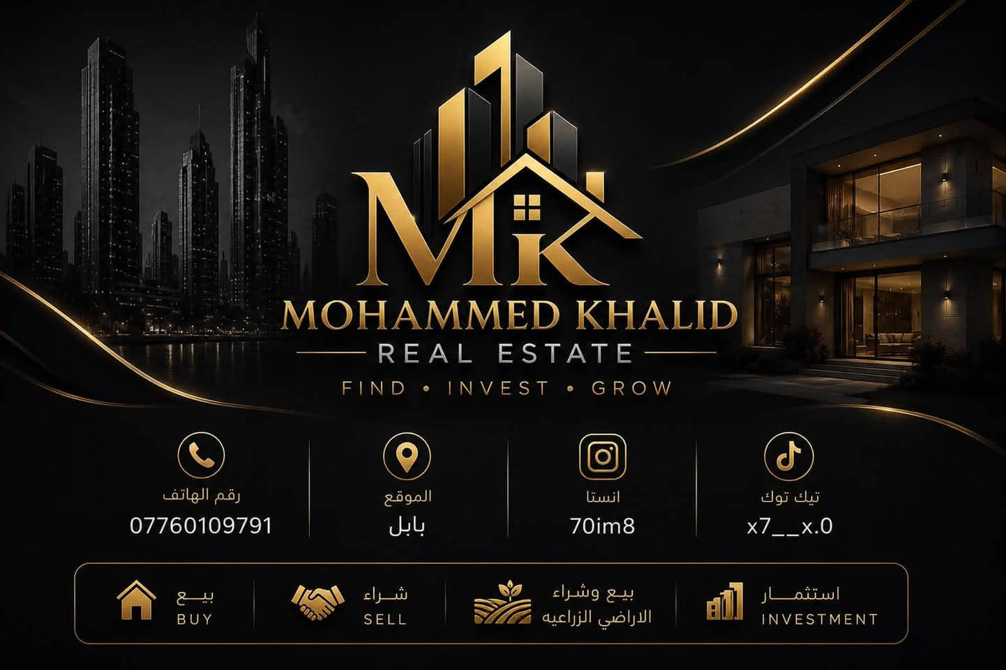 السلام عليكم
متوفر أراضي زراعية للبيع بكافة المساحات من 100 متر إلى 70 دونم شنو الي يعجبك موجود بأسعار مناسبه 
متوفر فيها ماء السقي باستمرار وكذالك ماء اساله وخط ماء ارو مجاني  متوفر فيها كهرباء ع مدار اليوم ✨ 📍العنوان حله خاف جامعة بابل منطقة براهيم الخليل /للاستفسار.ع/***********
***********
وايضاً الاستفسار ع / الماسنجر /او الواتساب

@مكتب بركات براهيم الخليل 
محمد خالد للتسويق العقاري
