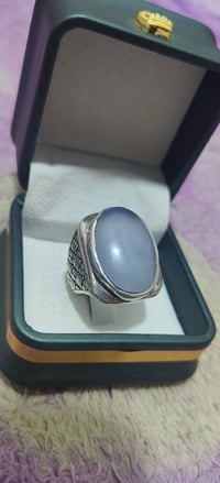 عقيق يماني سماوي • صياغة بحرينية • فضة ٩٢٥ ١٦غ