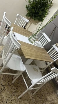 طقم طعام • ٦ كراسي • عظم عاج