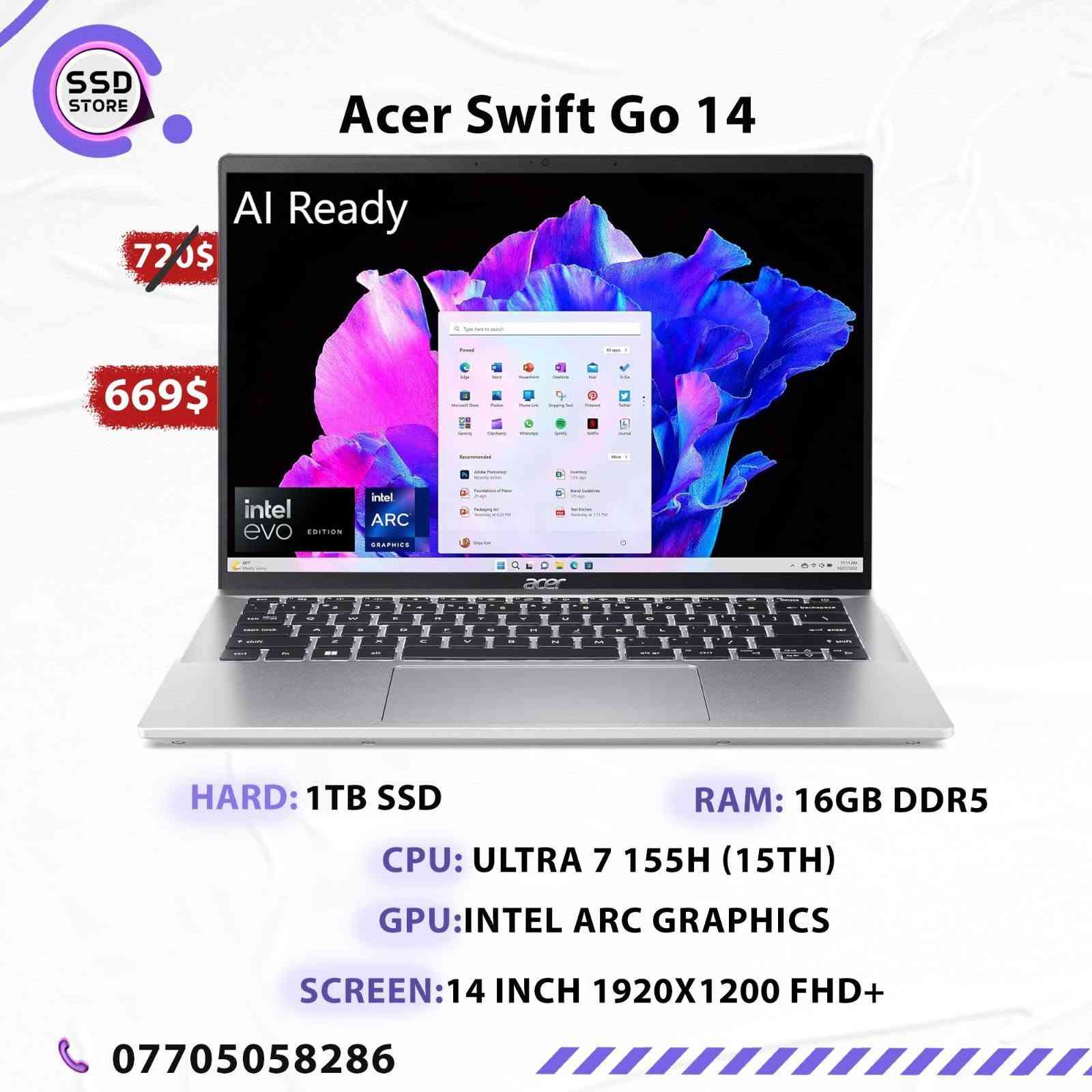 Acer swift go 14 
Ultra 5 125H (15th)
OLED screen 

Acer swift go 14
Ultra 7 155H (15th)

Dell 14 plus 2 in 1
Ultra 7 256V (16th)

***********
