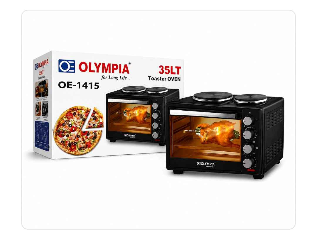 💡 المميزات:
1️⃣ 2 في 1 🔥🍳
 فرن + عينين طبخ بنفس الجهاز… حل مثالي للمساحات الصغيرة
2️⃣ سعة 35 لتر 🍗
 يكفي لعائلة كاملة – تطبخ دجاجة، بيتزا، ومعجنات بسهولة
3️⃣ شوي احترافي 😋
 سيخ دوّار يخلي الدجاج يطلع مثل المطاعم بالضبط
4️⃣ تحكم كامل 🎛️
 تتحكم بالحرارة والوقت حتى تطبخ على مزاجك
5️⃣ عينين طبخ فوقية 🍲
 تطبخ رز، شاي، أو أي أكلة بنفس الوقت ويا الفرن
6️⃣ متعدد الاستخدامات 🔄
 خبز – شوي – تحميص – تسخين… كلشي يسويه
7️⃣ سهل الاستخدام والتنظيف 🧼
 تصميم عملي وما يحتاج تعب بالتنظيف

⚡ تفاصيل سريعة:
🔹 الماركة: OLYMPIA
 🔹 الموديل: OE-1415
 🔹 السعة: 35 لتر
 🔹 عدد العيون: 2
 🔹 الوظائف: خبز – شوي – تحميص
 🔹 يحتوي على سيخ دوّار للدجاج 🍗

⭐ ليش تختاره؟
✔️ يوفر مساحة وفلوس 💰
 ✔️ مناسب للشقق الصغيرة أو السفر
 ✔️ يخليك تطبخ أكثر من شي بنفس الوقت
 ✔️ أداء قوي ونتائج مضمونة

🔥 مطبخ كامل بجهاز واحد… وفر وقتك واستمتع بالطبخ 😎🍳 بغداد, العراق


**إذا كنت صاحب هذا الإعلان وتريد حذفه لأي سبب، رجاءا أرسل رسالة إلى الدعم الفني**