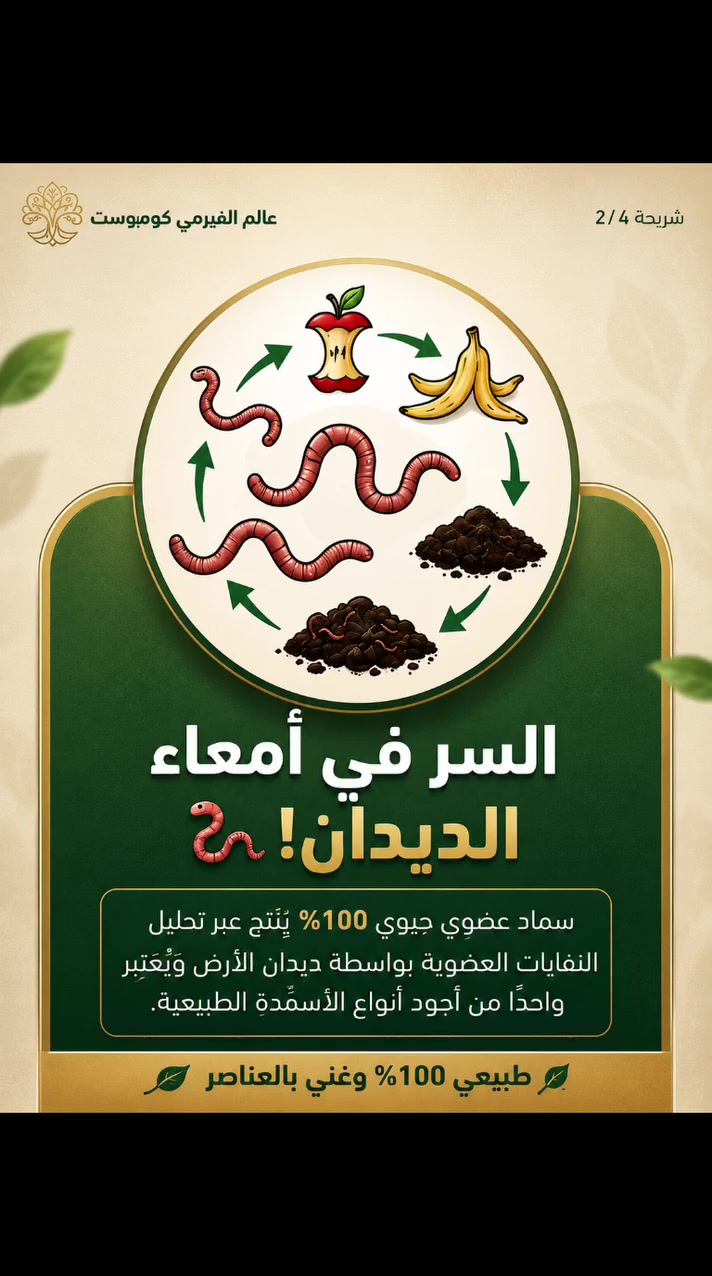 🌱 هل تبحث عن طريقة طبيعية لتقوية نباتاتك وزيادة الإنتاج؟
تعرف على الفيرمي كومبوست 🪱
أحد أقوى الأسمدة العضوية الطبيعية لتحسين التربة وتسريع نمو النباتات 🌿
📌 فوائد مذهلة للنباتات المنزلية والزراعة العضوية
📌 غني بالعناصر الكبرى والصغرى
📌 يحسن التربة ويزيد المناعة الطبيعية للنبات
تابع صفحتنا للمزيد من النصائح والأسرار الزراعية 👇
[عالم الفيرمي كومبوست العراق ]


**إذا كنت صاحب هذا الإعلان وتريد حذفه لأي سبب، رجاءا أرسل رسالة إلى الدعم الفني**