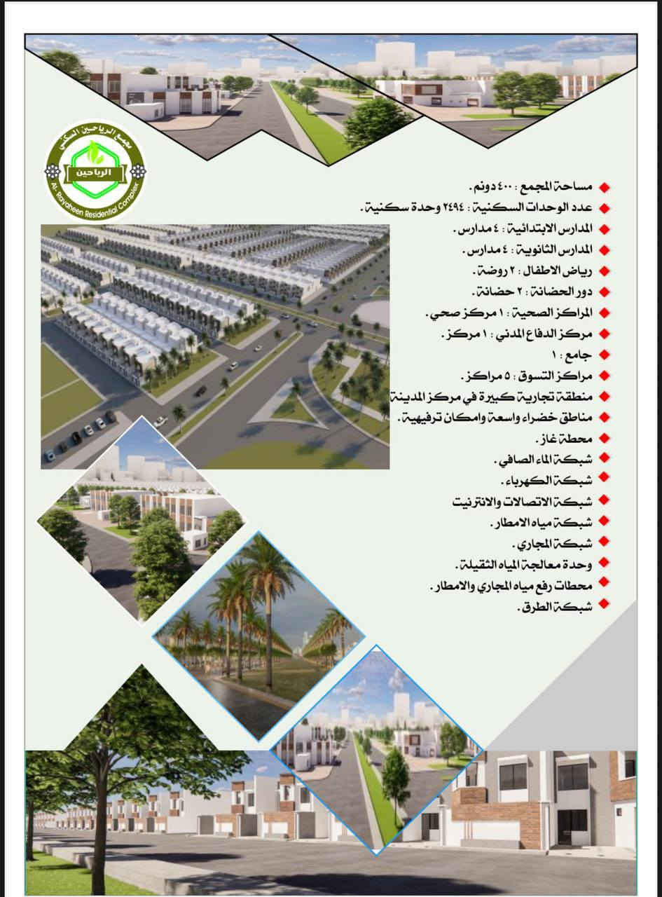 بيتين متجاورات للبيع في مجمع الرياحين السكني موقع البيوت مميز في الزون سي مقابل حديقة وفي بداية المجمع مساحة البيت ٢٠٠ م وبسعر مميز وبنظام الاقساط للتفاصيل***********
