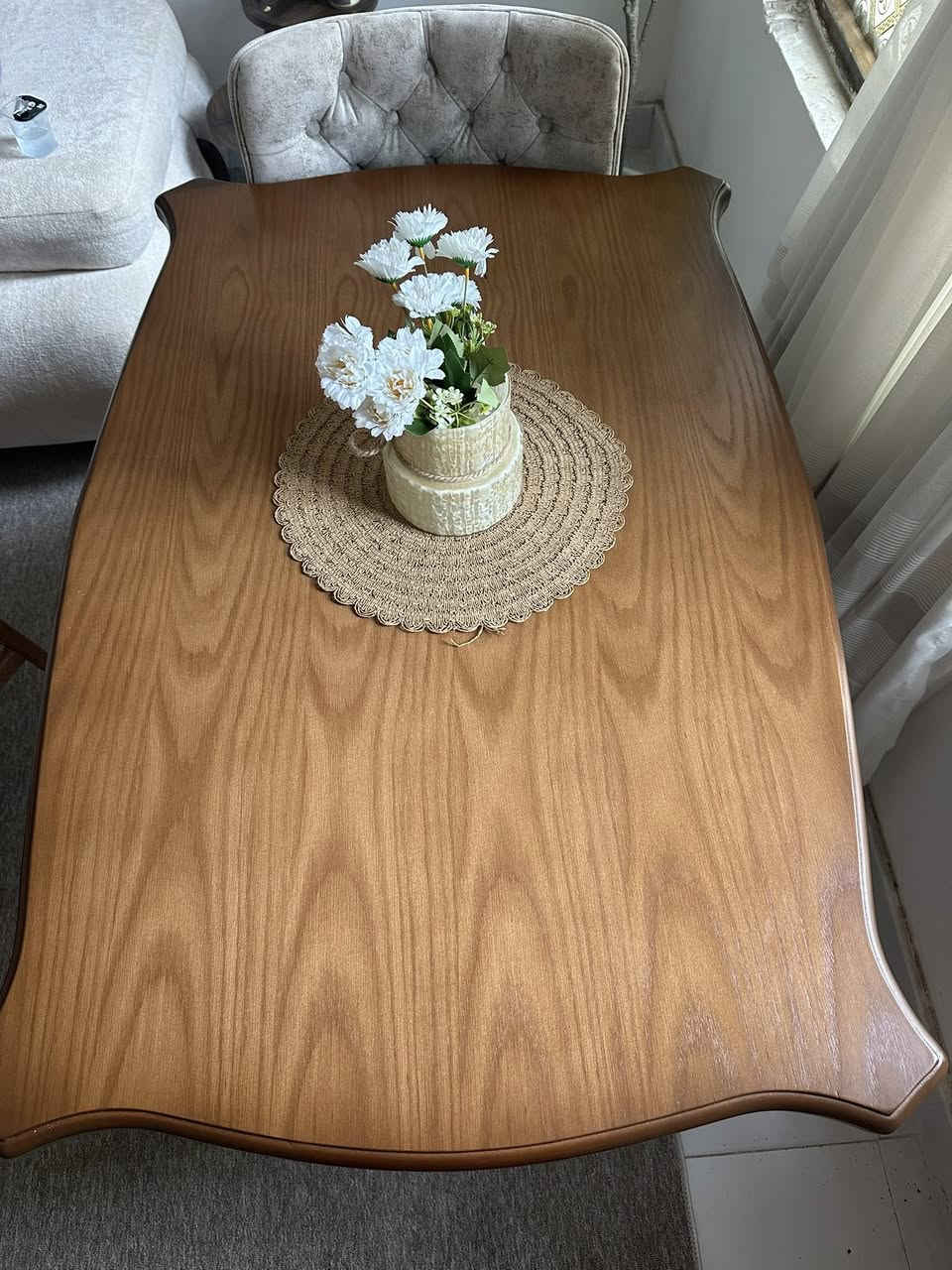 ميز طعام مع اربع كراسي خشب طبيعي 100‎%‎ للبيع 
مستخدم قليل جداً 
سعر الشراء 650 الف سعر البيع 450 الف


**إذا كنت صاحب هذا الإعلان وتريد حذفه لأي سبب، رجاءا أرسل رسالة إلى الدعم الفني**