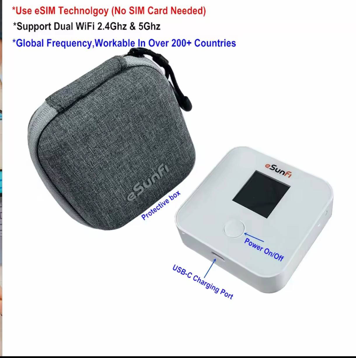 جهاز توجيه نقطة اتصال متنقلة 4G LTE من طراز Sunhans eSunFi SHFiEL40. 
يدعم تقنية eSIM العالمية، مما يتيح لك التبديل بين الشبكات دون الحاجة إلى بطاقات SIM مادية. 
يعمل في أكثر من 200 دولة ويدعم أكثر من 30 ترددًا لشبكات 3G/4G. 
يسمح بتوصيل ما يصل إلى 10 أجهزة في وقت واحد. 
يعتمد على منصة Qualcomm 4G ويدعم معيار WiFi 802.11 a/b/g/n/ac. 
مصمم ليكون محمولاً ومناسباً للسفر والأعمال التجارية العالمية
#انطيني_سعر_واخذه متوفر قطعتين


**إذا كنت صاحب هذا الإعلان وتريد حذفه لأي سبب، رجاءا أرسل رسالة إلى الدعم الفني**