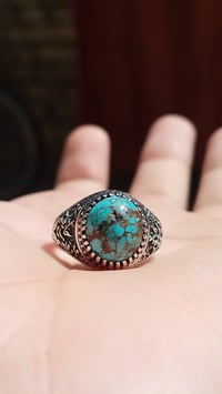 محبس فيروزي • فضة • قياس ١٩-٢٠