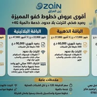 خط زين • اشتراك ٣ أشهر • انترنت مفتوح ٨ تطبيقات