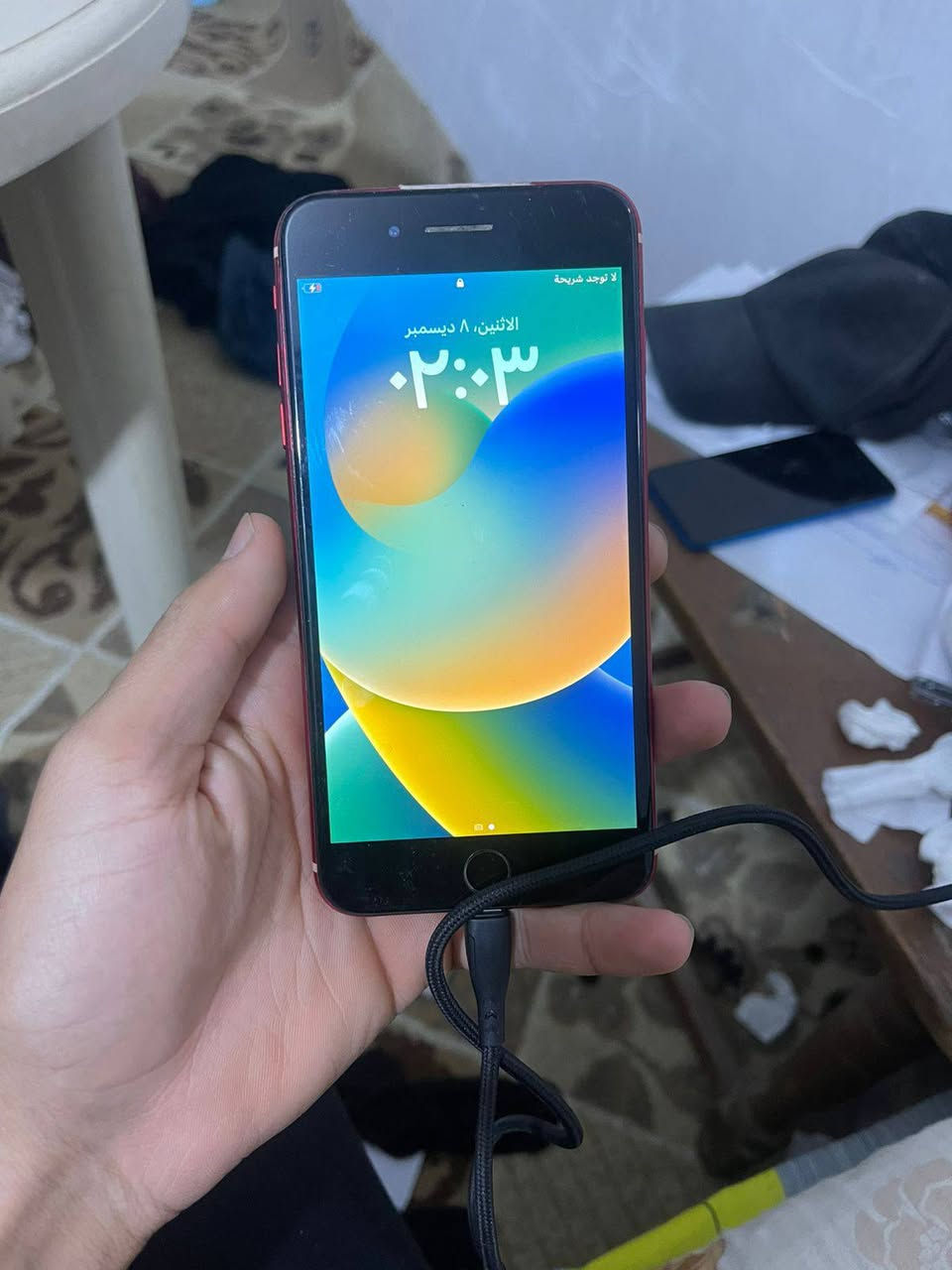 ايفون 8 بلس ذاكره 64 مبدل شاشه وبطارسه الظهر مكسور مثل مموضح بل صوره والشاشه بيهه فطر صغير كلش هم مصوره سعر 80 قفل مكان بغداد الزعفرانيه للاتصال ***********
