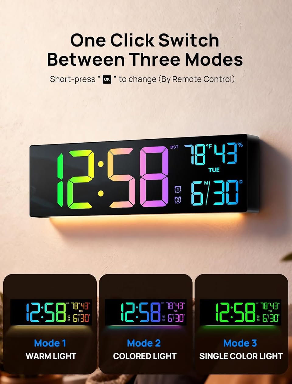 ساعة رقمية LED RGBكبيرة  فول مواصفات وارد أوروبي 

⏰ أضف لمسة عصرية إلى منزلك أو مكتبك مع ساعة الحائط الرقمية LED ذات الشاشة الكبيرة والواضحة.

المواصفات:

📏 الأبعاد: 39 سم × 13 سم
📲 تحكم عن بعد بالكنترول
💡 شاشة LED كبيرة عالية الوضوح.
✨تحتوي على عدة مودات إضاءة متغيرة 
🕒 عرض الوقت بصيغة 12 أو 24 ساعة.
🌡️ عرض درجة الحرارة.
📅 عرض التاريخ واليوم.
🔆 مستويات متعددة لسطوع الشاشة.
🔌 تعمل عبر كابل USB مع بطارية داخلية لحفظ الإعدادات 
       عند انقطاع الكهرباء
🔦تحتوي على إضاءة بالأسفل تعطي منظر جميل 

#ساعة_رقمية #ساعة_حائط #LED #ديكور_منزل #مكتب #شاشة_كبيرة #ساعة_الكترونية #منزل #اكسسوارات_منزلية #العراق

للاستفسار راسلني 📩
متوفر توصيل 🚚


**إذا كنت صاحب هذا الإعلان وتريد حذفه لأي سبب، رجاءا أرسل رسالة إلى الدعم الفني**