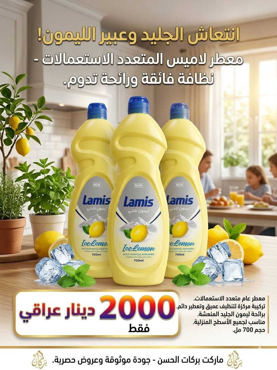 ماركت بركات الحسن 
متوفر جميع انواع المنظفات 
التوصيل مجاني داخل المجمع 
للاستفسار الاتصال او المراسلة 
***********
***********
