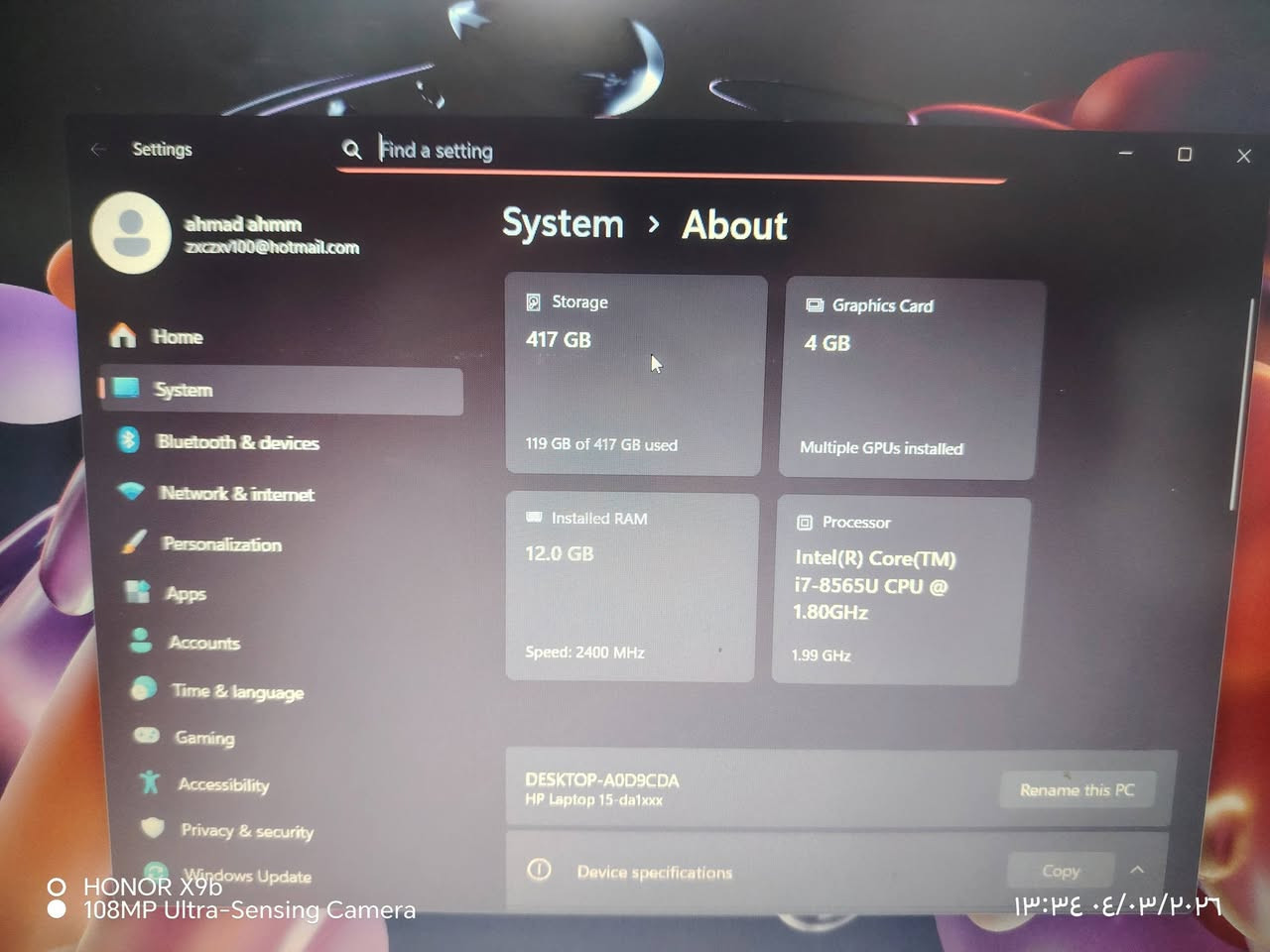 حاسبه hp  هاردين هارد نضام وهارد تخزين
السعر 500 رقم الهاتف ***********
