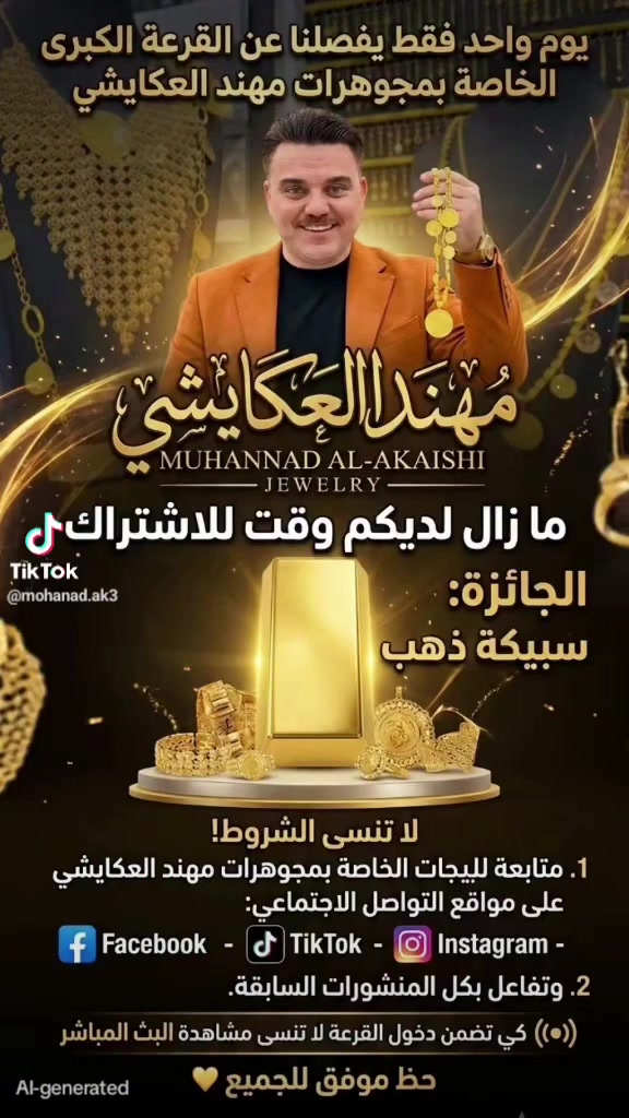شكراااا من القلب إلى المصمم المبدع بدون اي مقابل مادي ♥️
حب الناس نعمه من الله ♥️ الف شكرك لكل المتابعين ♥️ والمشاركين والمعلقين بمنشوراتنا  .. ♥️


**إذا كنت صاحب هذا الإعلان وتريد حذفه لأي سبب، رجاءا أرسل رسالة إلى الدعم الفني**