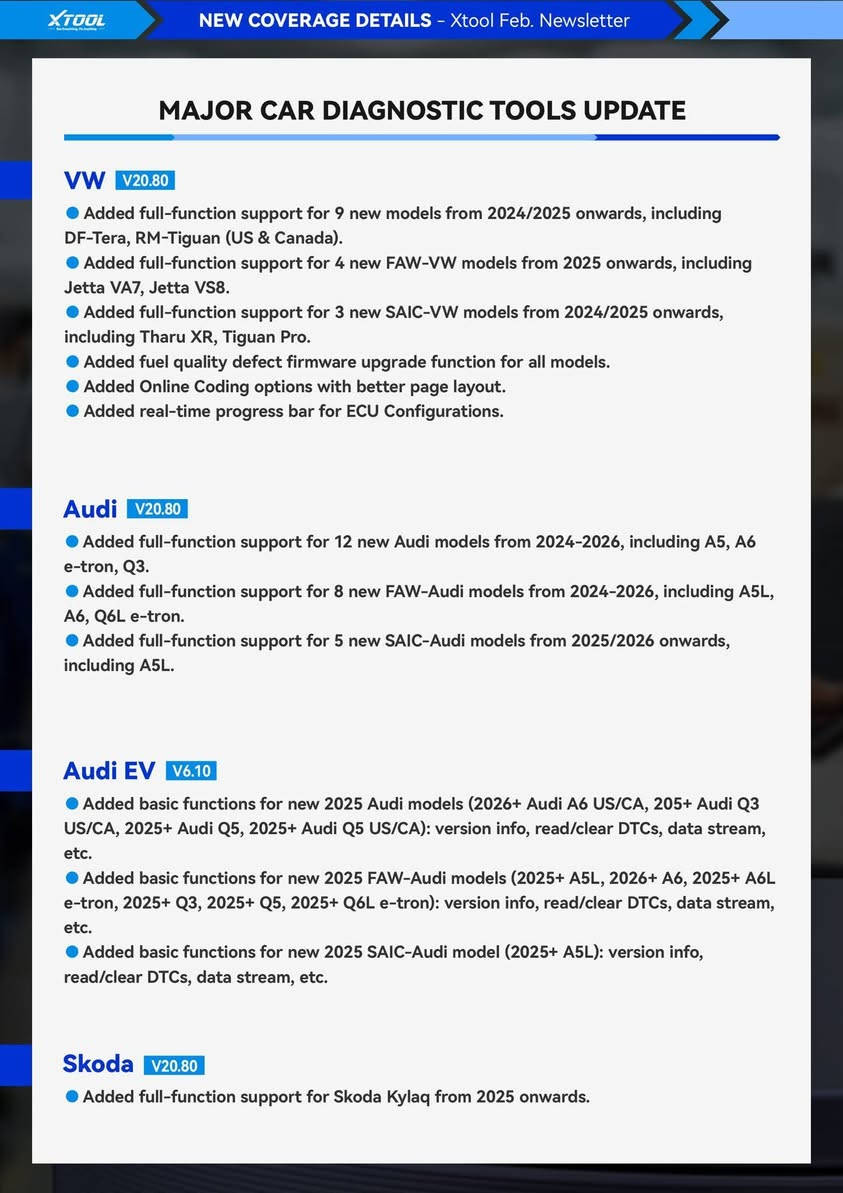 🚗 تحديث كبير لشهر فبراير لجهاز الفحص مالك!
تغطية أكثر لماركات مطلوبة مثل: 🔧 فولكس فاجن وأودي
⚡ سيارات كهربائية مثل كاديلاك ليريك وغيرها
🔋 توسيع فحص بطاريات (Battery Pack)
هذا يعني سيارات أكثر تكدر تفحصها بالمحل مالك.

👇 سؤال سريع للفنيين: شنو أكثر سيارة دا تسبب لكم صداع بالفحص هالفترة؟
#حياة_الميكانيكي #تصليح_سيارات #فحص_السيارات #فحص_السيارات_الكهربائية #فنيين_أمريكا #عدة_الورش #xtool #برمجة #تصليح_السيارات


**إذا كنت صاحب هذا الإعلان وتريد حذفه لأي سبب، رجاءا أرسل رسالة إلى الدعم الفني**