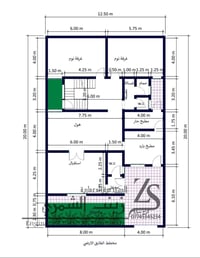 نموذج من اعمالي تصميم خريطة مساحة 250 متر واجهة 12.5 نزال 20 كراج سيار...