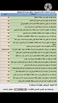 عروض العقارات المتوفرة مناطق بداية الحسينية المخدومة ٠٧٧١٠٩٠٦٧٣٠  ابو ...