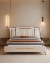 سرير نفرين • خشبي أبيض • ٢٠٠×١٨٠ سم