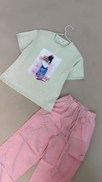 طقم بناتي • بنطرون وتيشرت • مقاس ٤-١٢