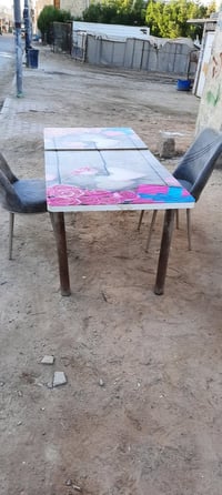 ميز طعام اصلي • كراسي رصاصي • ميسان