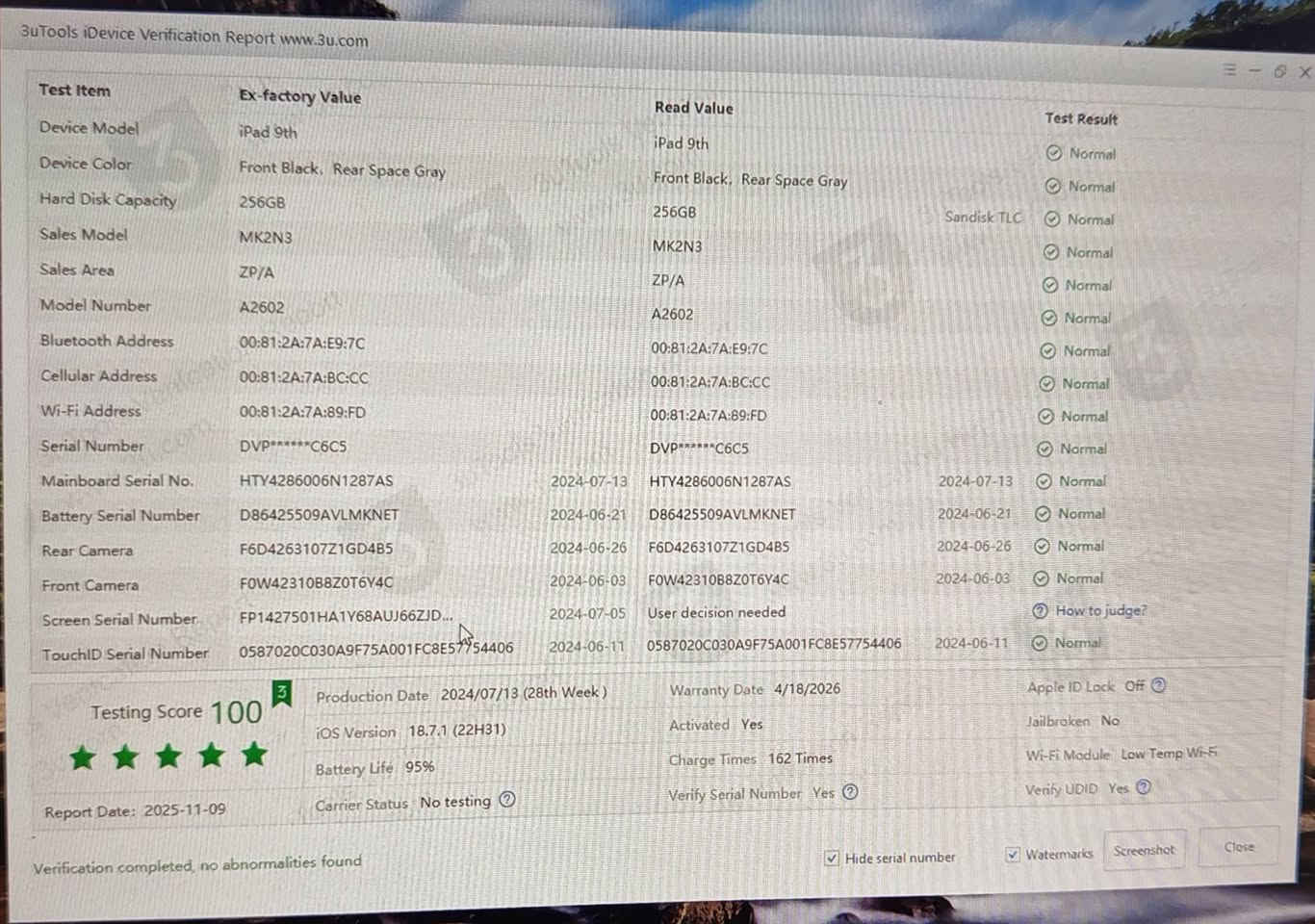 ايباد 9 للبيع
ذاكرته 256
بطاريه 95٪
فحص الحاسبه كدامك الايباد مكفول مابي اي شخط
سعره 325 وبي حك الجيه
مكانه الكوت حي الحكيم
رقمي ***********
