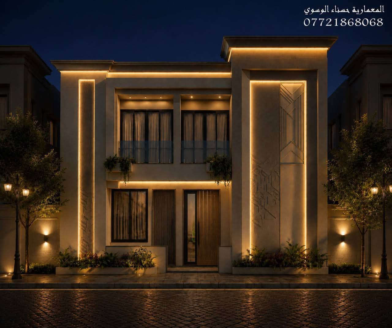 من أعمالي تصميم واجهة دار سكني
 في محافظة النجف الأشرف 

لطلب كافة التصاميم يسعدنا تواصلكم
 عبر واتساب : ***********

نقدم لكم مجموعة متكاملة من الخدمات :
-مخططات معمارية ثنائية وثلاثية الأبعاد
-مخططات ميكانيكية
-تصاميم داخلية
-تصاميم واجهات خارجية (نهارية وليلية)

نسعى دائماً لتقديم تصاميم تلبي احتياجاتكم
وتواكب أحدث الأساليب المعمارية
