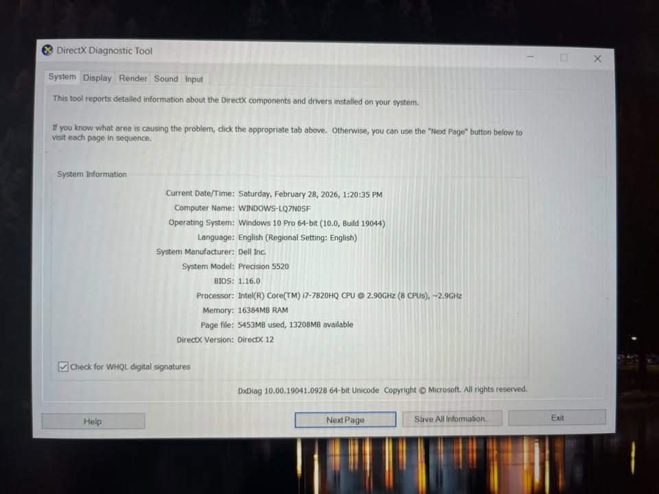 للبيع: لابتوب Dell Precision 5520
المواصفات:
* الموديل: Dell Precision 5520
* المعالج: Intel Core i7-7820HQ (الجيل السابع)
* الرام: 16GB DDR4
* الهارد: SSD 512GB
* كرت الشاشة: NVIDIA Quadro M1200 4GB + Intel HD Graphics
* الشاشة: 15.6 إنج
* النظام: Windows 10 Pro أصلي

✅ اللابتوب نظيف ويعمل بكفاءة عالية، مناسب للدراسة، البرمجة، التصميم، والأعمال الهندسية.
✅ البطارية والشاحن الأصلي موجودان.
✅ الجهاز جاهز للاستخدام ولا يحتاج أي صيانة.

💰 السعر: 450الف

📞 للاستفسار: ***********
