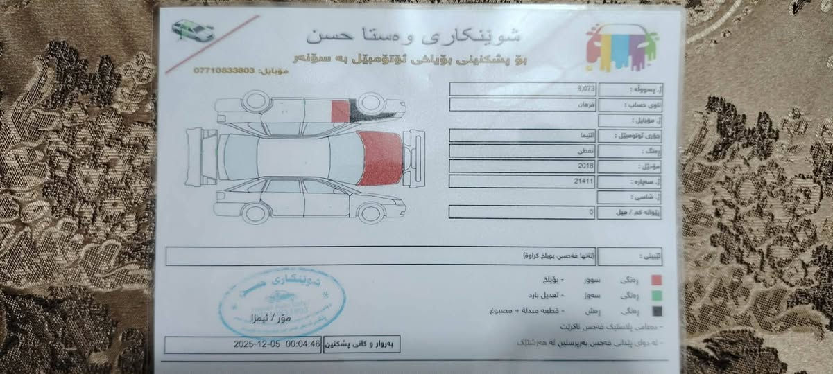 العنوان ديالى خانقين 
التيما 2018رقم سليمانيه سنويه جديد حادثهه موضح بصوره سياره ماشيه.53سياره ممتعوب مال بيت السعر 112  الرقم ***********
