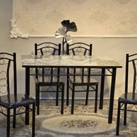 🔥 وصل الجديد يمّنا 🔥 🍽️ ميز طعام مع ٤ كراسي هيكل حديد قوي + سطح مرمر أ...