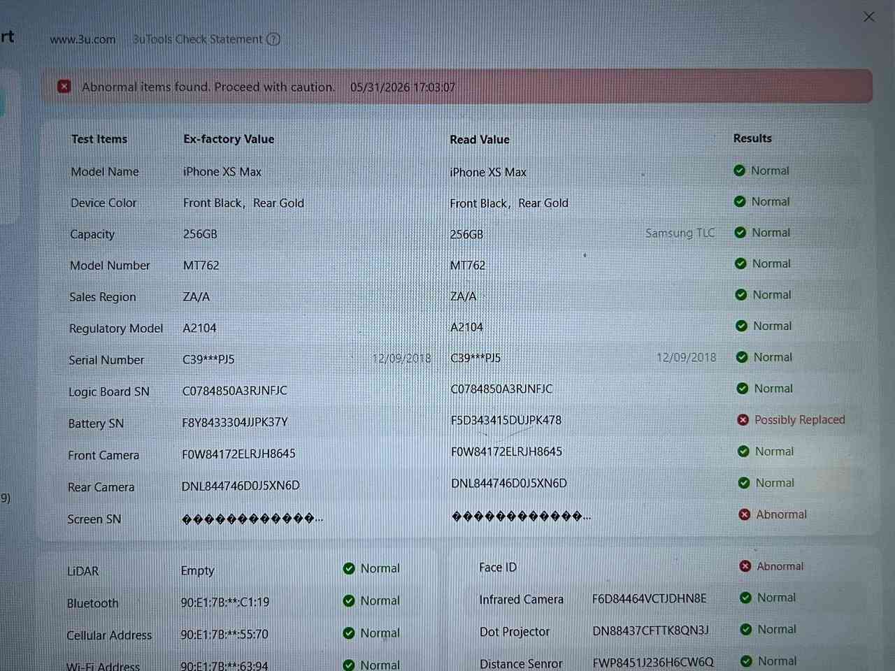 سلام عليكم جهاز   iphone xs max 
جهاز حلو بس نسيت الرمز وقفل ايكلود وماحصلت شخص يفتحه الي يكدر يفتحه يراسلني وبيع هم ابيع

تفاصيل الجهاز
256ك
شاشة مستبدلة نوعيه ممتازه 
بطارية مستبدلة نوعيه زينه %99
فيس ايدي متوقف ❌
اتصال سيمكارت كامرات مايك واي فاي  كله شغال وسليم ✅
الظهر بدلته وطلع عندي بي طكع مال سيلكون
وهذا فحص الجهاز كدامك بالحاسبه امانة الله هذا البي الجهاز عجبك راسلني وتدلل


**إذا كنت صاحب هذا الإعلان وتريد حذفه لأي سبب، رجاءا أرسل رسالة إلى الدعم الفني**