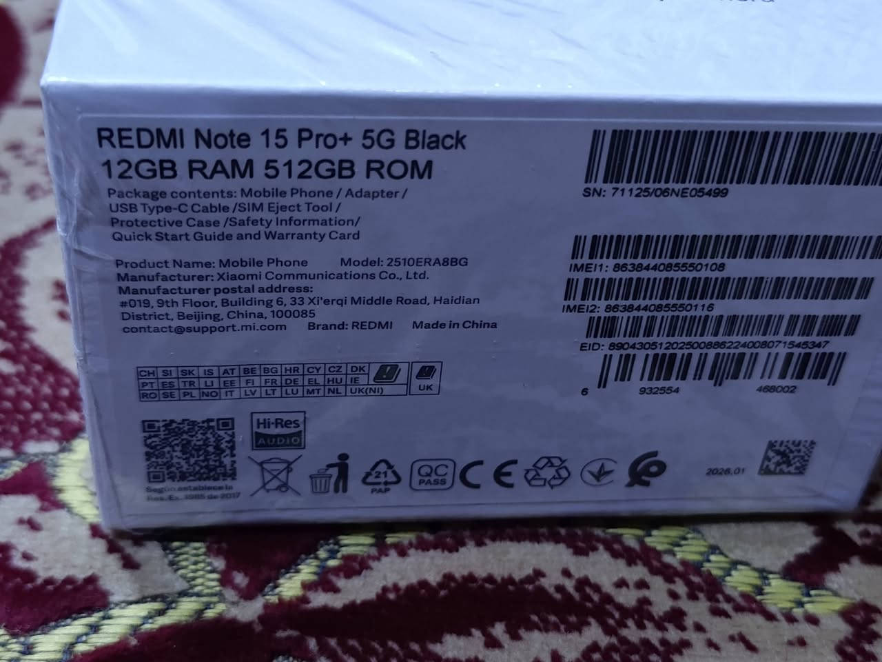 Redmi note 15 pro plus
ريدمي نوت 15 برو بلس
جهاز مكفول من كلشي مشتغل يومين فقط
وصل الشراء موجود
مشحون مرتين بس
بطارية 6500 شاحنة 100واط
مساحة 512 رام 12
ضمان 7 ايام استبدال و سنتين ضمان وكالة

مكاني بصرة لا يوجد توصيل
تفضلوا خاص علمود السعر و وصل الشراء


**إذا كنت صاحب هذا الإعلان وتريد حذفه لأي سبب، رجاءا أرسل رسالة إلى الدعم الفني**