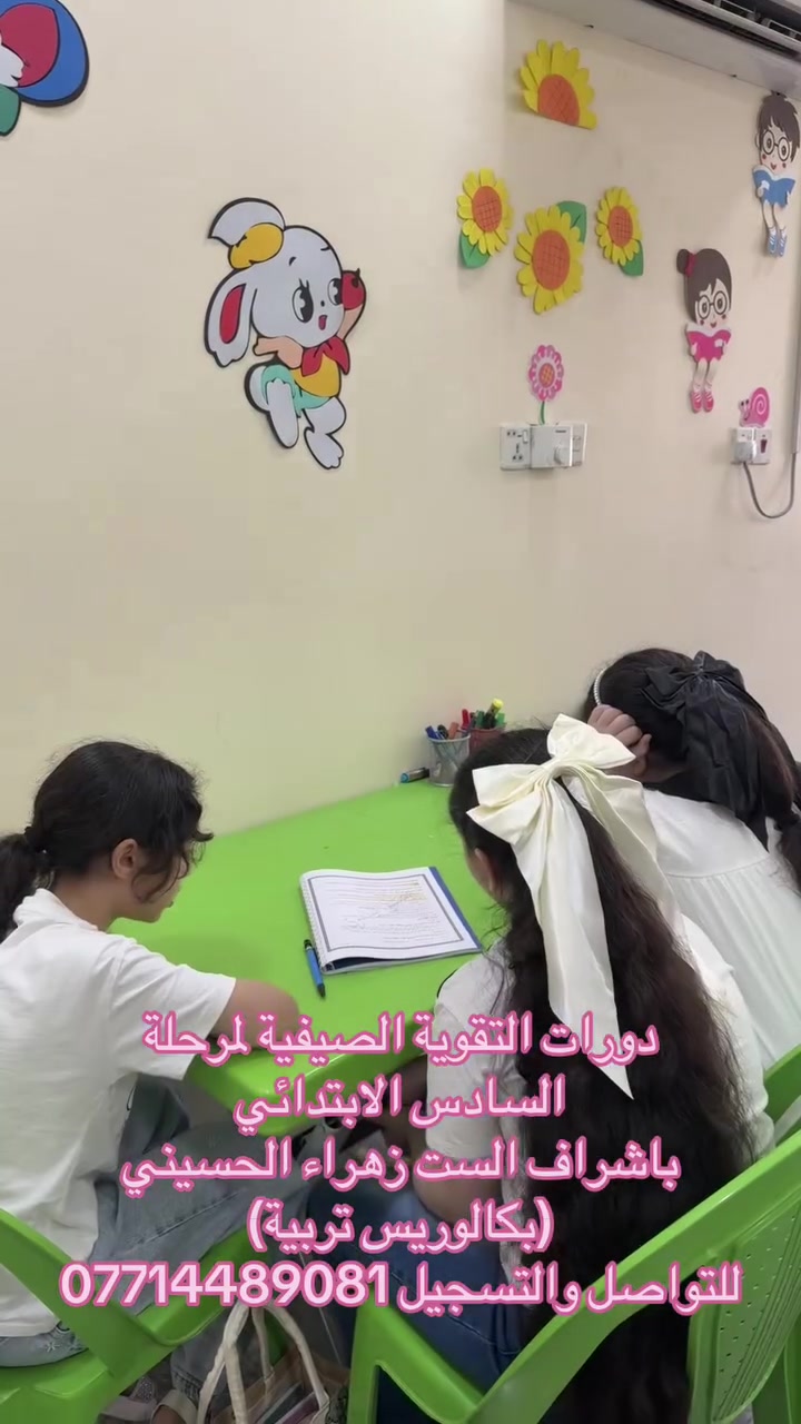 يوميات طلابنا♥️🤞🏻

متابعة الدروس اليومية، مراجعة ما تم أخذه سابقاً، وإعطاء الواجبات لضمان ترسيخ المعلومة وتحقيق أفضل النتائج💪🏻💗
العنوان الوزيرية قرب مستشفى المستنصرية الاهلي
للتواصل ***********
