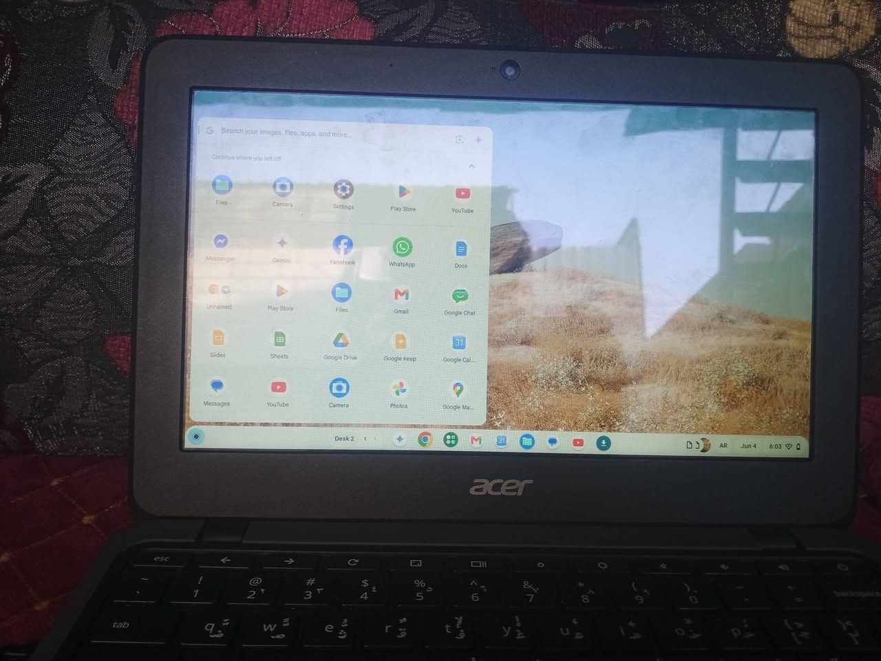 لابتوب كروبوك من شركه acer وتشغيل نضام الاندرويد تحتوي على معالج 4020 Celeron 
ويندوز 10اصلي 
رام 4GB ذاكره64
بطاريه تدوم لغاية6ساعات منفذ USB
شاشه لمس Full HD 
حجم الشاشه 11انج  منفذ لزيارة الرام 
سهل الاستخدام ومناسب الطلبه المدارس والكليات والدراسات 
السعر 70الف فقط 
مكان/بغداد مدينة الصدر حي طارق شارع الوسط تيل 23 
الرقم الاستفسار ***********
