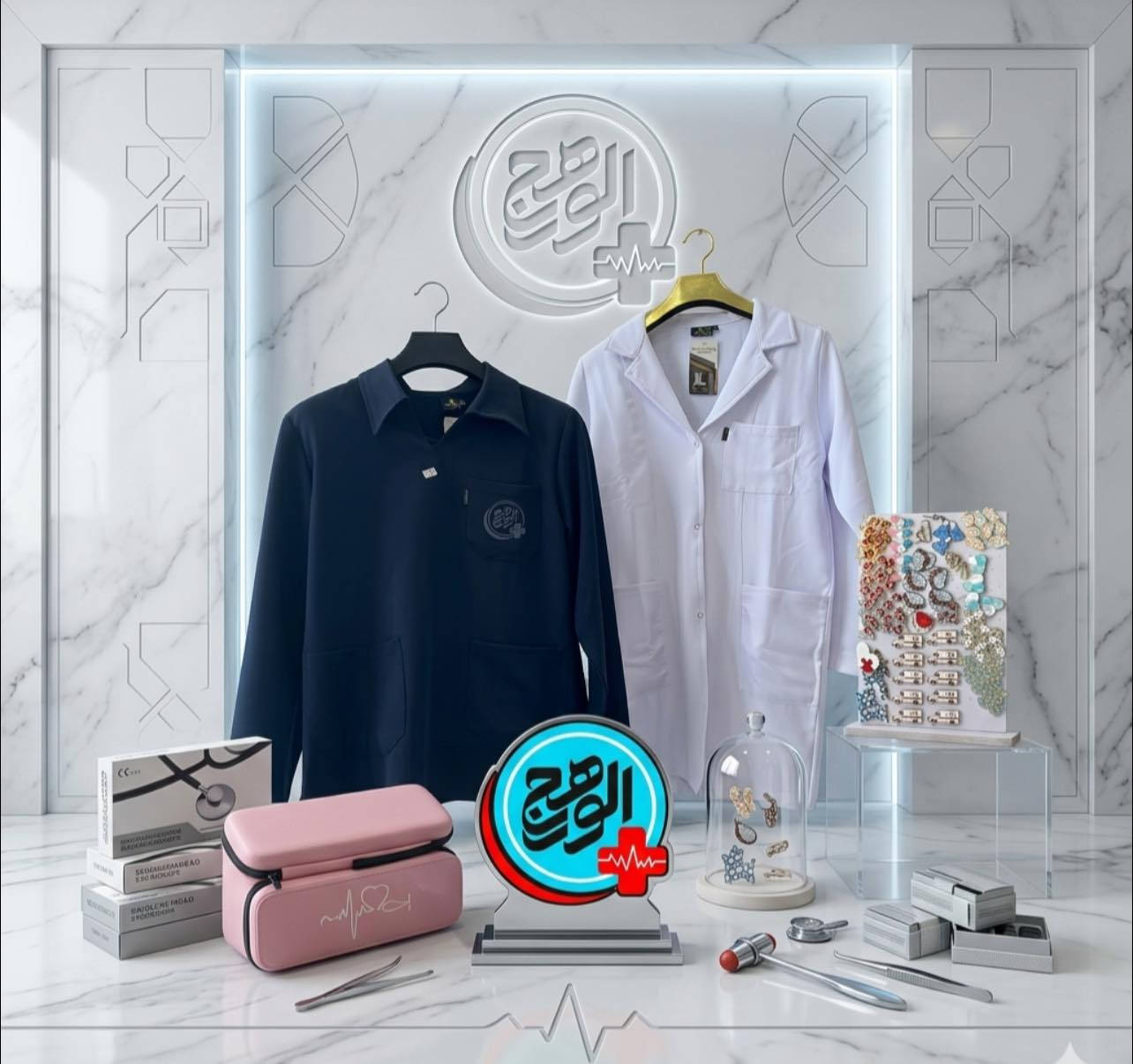 عروووض خاصة ⌛️الى طلبة المجموعة الطبية 
حصرياً فقط داخل تجهيزات الوهج الطبية 
بمناسبة عيد الفطر المبارك .. 
نعلن لكم 

- سكراب چارلس ( درجة اولى ) 👌
- لابكوت ليگرة 🩻
- سماعة طبيب طبية 🩺
- حقيبة للأدوات والمعدات الطبية صغيرة 🗂️

وأخيراً مع هدية بروش حسب التخصص🩹🔬💊 

كل هذا  فقط ب ٥٠،٠٠٠ الف 
مع وجود جميع القياسات والألوان ، سارعوا قبل نفاذ الكمية 🔥🔥🔥🔥

العنوان : تكريت - شارع الاطباء - عمارة رويل مول 
رقم الهاتف : ***********
