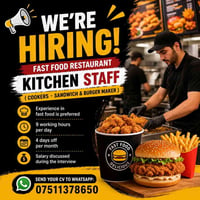 📢 Fast Food Restaurant Hiring Kitchen Staff (Cook - Sandwich & Burger ...