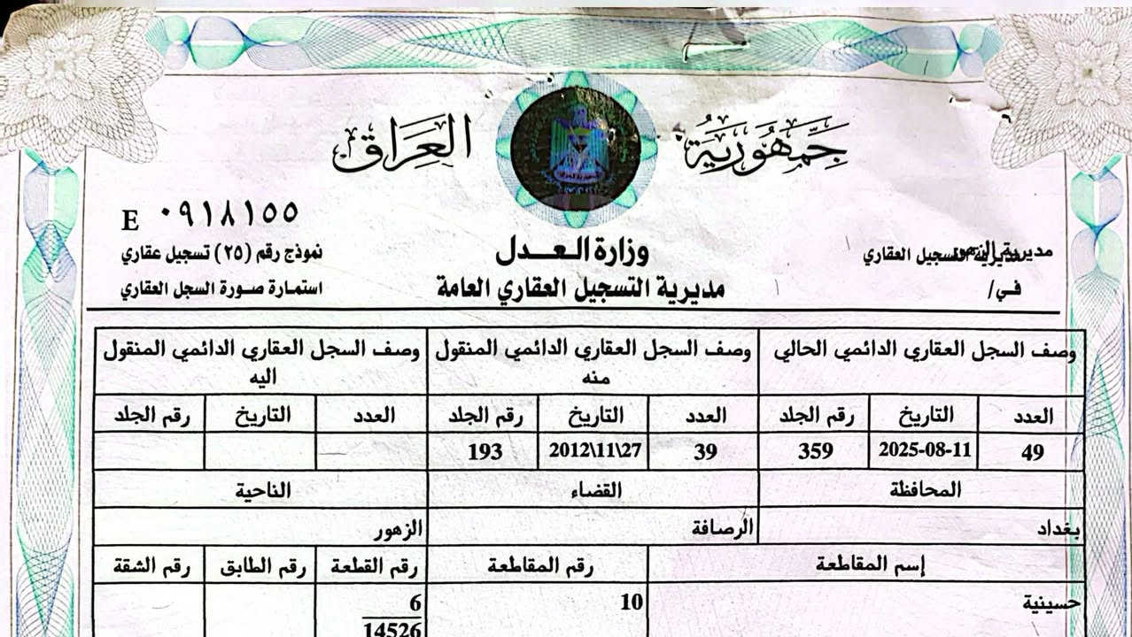 السلام عليكم
بيت بناء قديم مسلح منطقة الحسينية مساحة 100 م واجهية البيت على ساحة بالاسكلات بمنطقة 14 طابو ملك صرف باسمي السعر 35 مليون الاستفسار على هذا الرقم ***********
