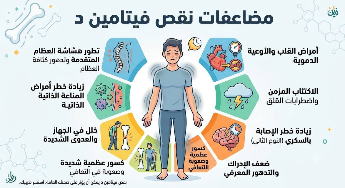 مرض نقص فيتامين دي هو حالة تحدث عندما لا يحصل الجسم على كفاية من هذا الفيتامين الحيوي، سواء بسبب قلة التعرض لأشعة الشمس، أو نقص في النظام الغذائي، أو مشاكل في امتصاصه.

للاستفسار يمكنكم التواصل على الرقم
***********
ابو غريب / النصر و السلام / شارع ٣٠ / شارع ملوكة نهاية خط الكيات مقابل مطعم زرزور مجاور صيدلية عماد كامل مجمع الرازي الطبي   

#ابوغريب
#النصروالسلام
#مجمعات
#مجمعات_طبية 
#اكسبلور_فولو
#اكسبلور
