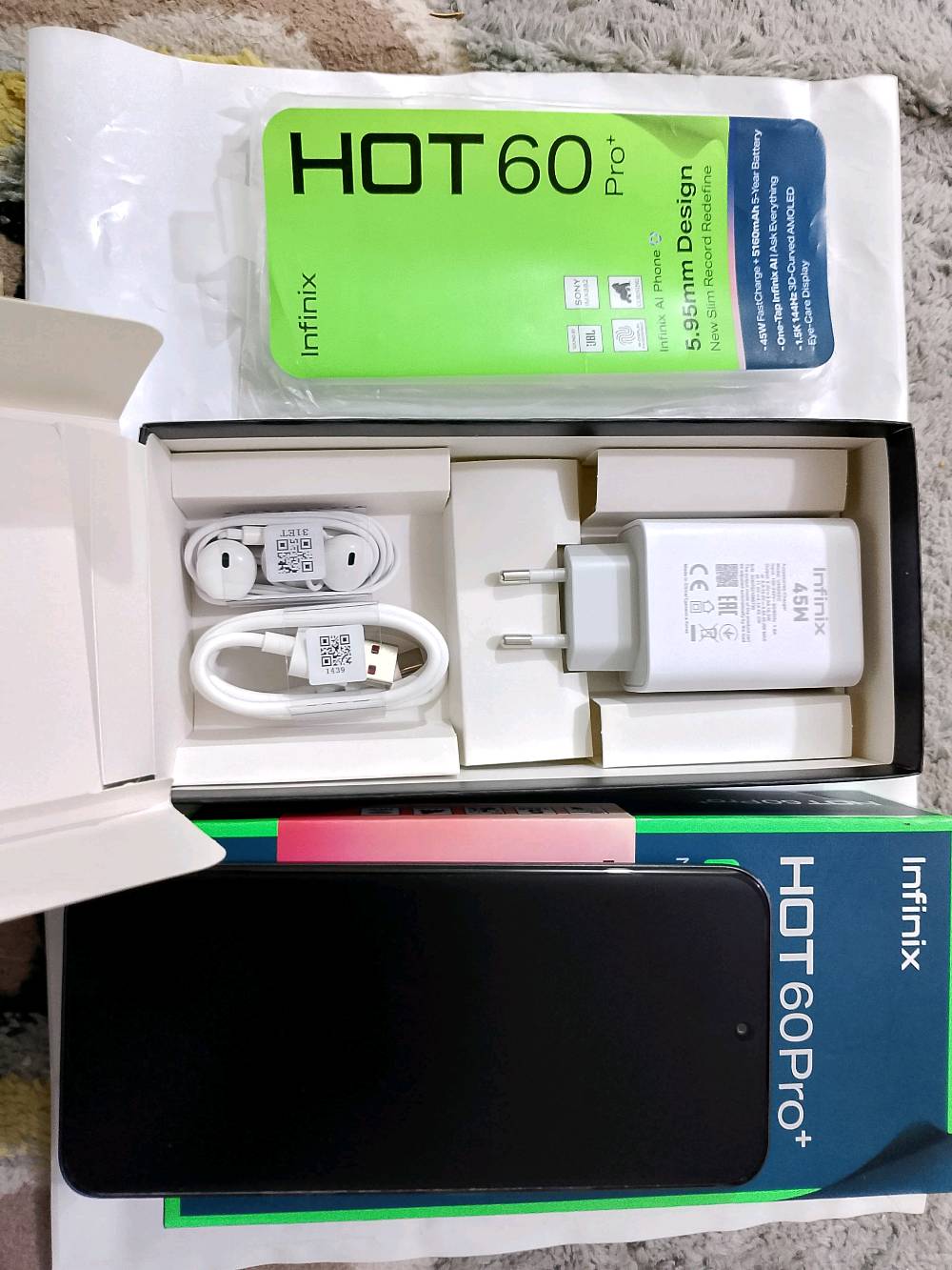 أنفنكس هـوت 60 برو بلس أخو جديد
ذاكرته 256 عشوائية 16 بطارية 5160
شاشة اموليد منحنية تردد 144 هيرتز
بصمة وجهه وبصمة شاشة سريعة
صوت ستريو دبل سبيكر جهاز سلم
غراضة كاملة لجهاز فتح كارتون مامستعمل
مكاني النجف السعر 215 الف شراي اتصل